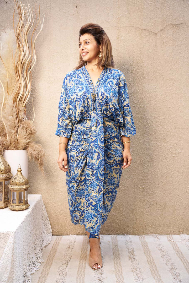 Mediterranean kaftan dress in Viscose silk