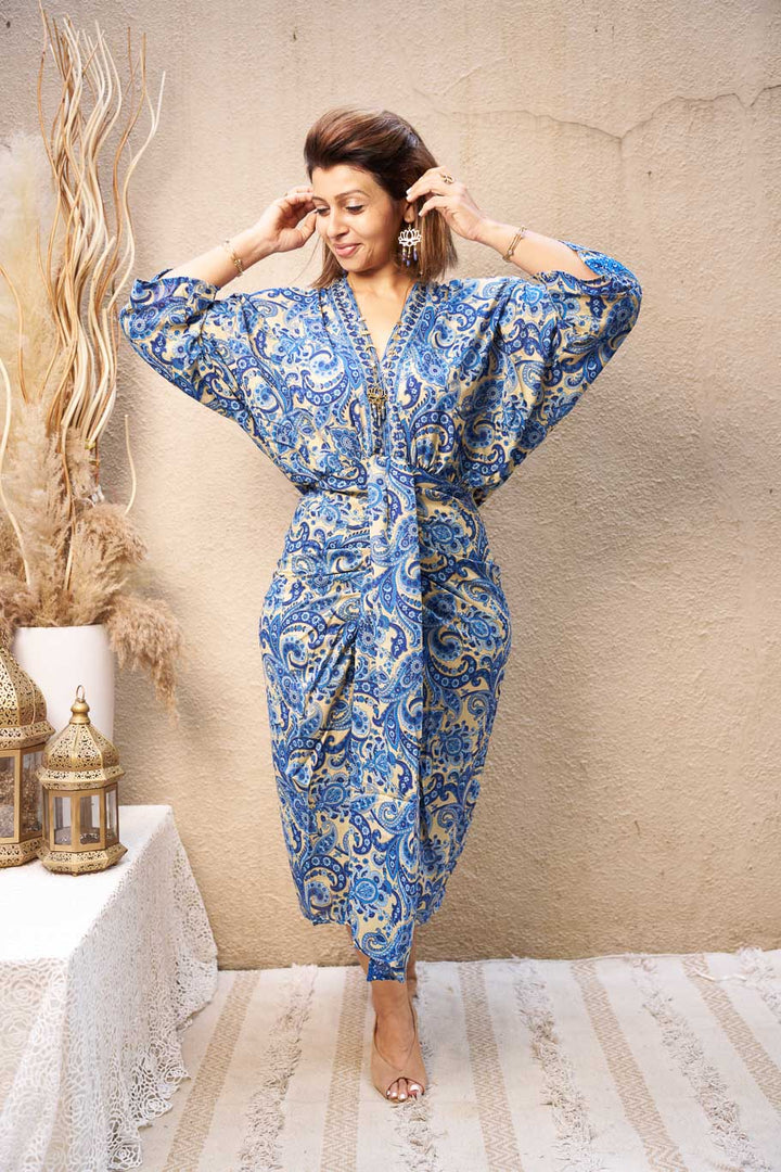 Mediterranean kaftan dress in Viscose silk