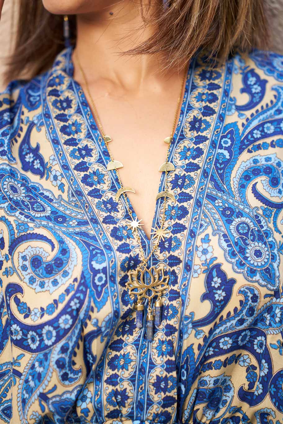 Mediterranean kaftan dress in Viscose silk