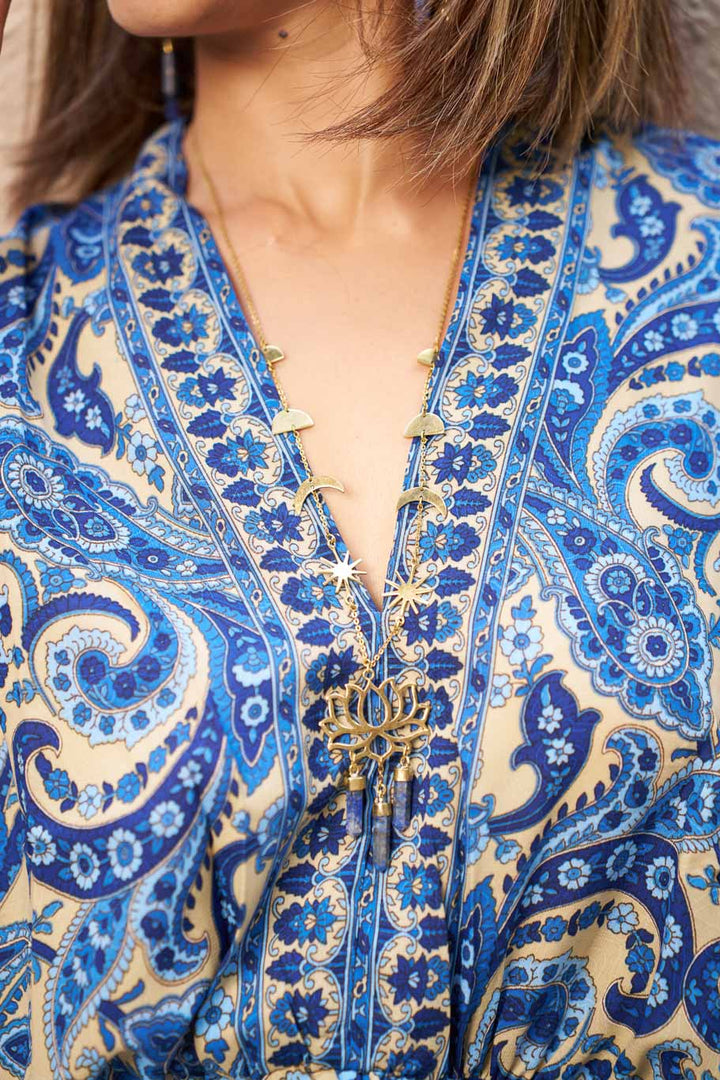 Mediterranean kaftan dress in Viscose silk
