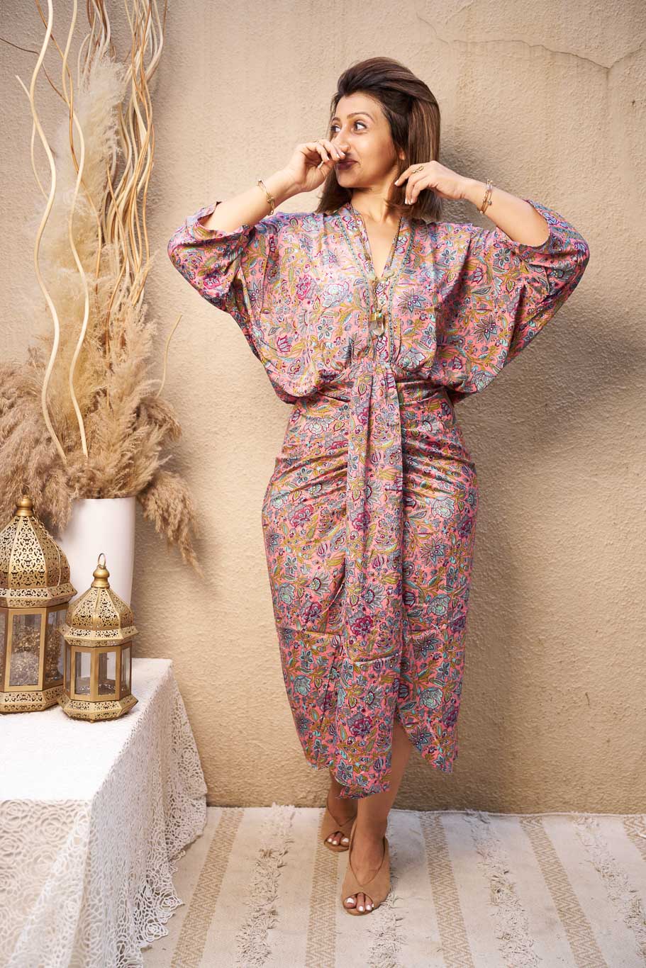 Gulal Kaftan dress in Viscose silk