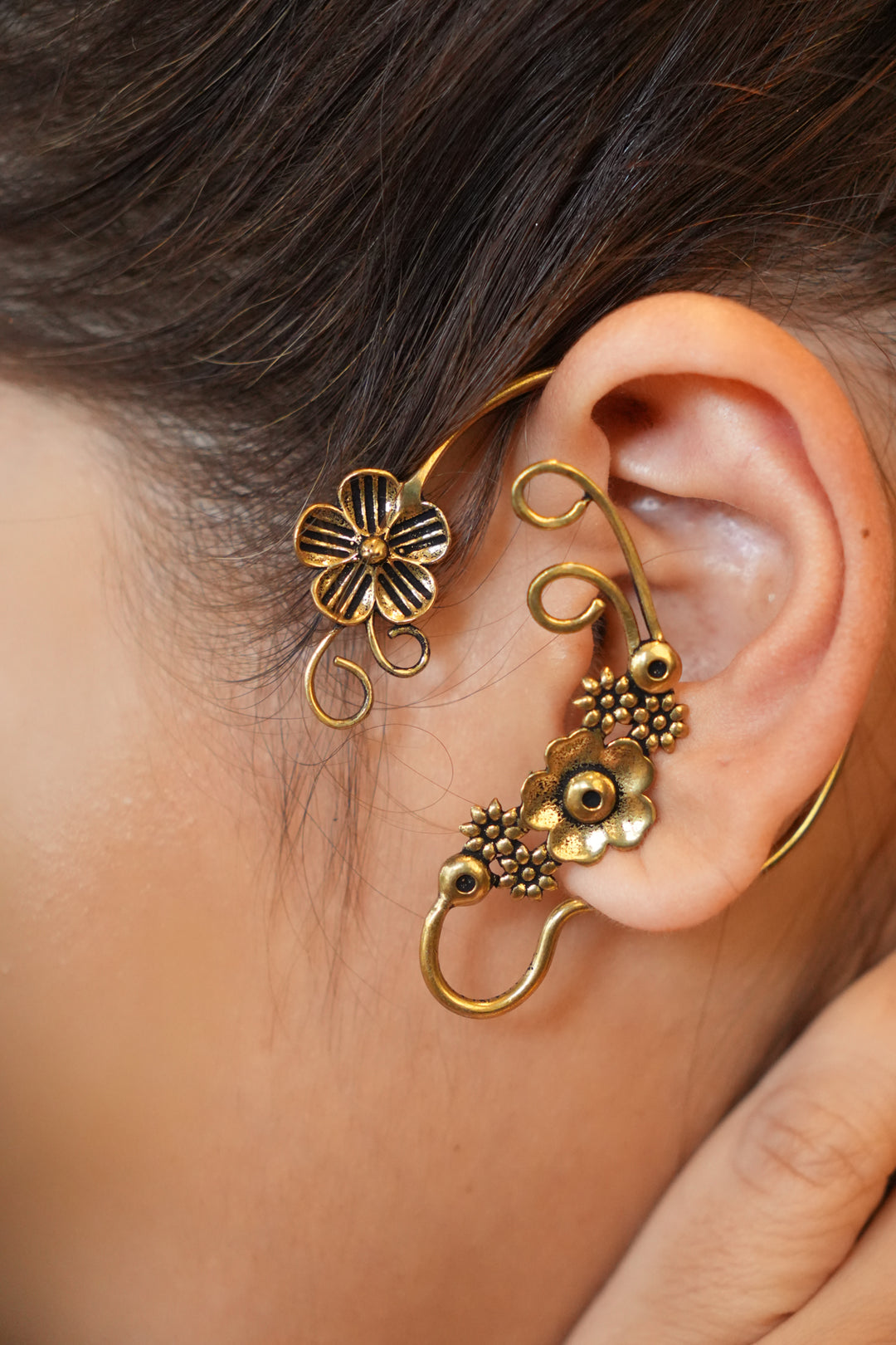 Floral loop ear cuff- pair