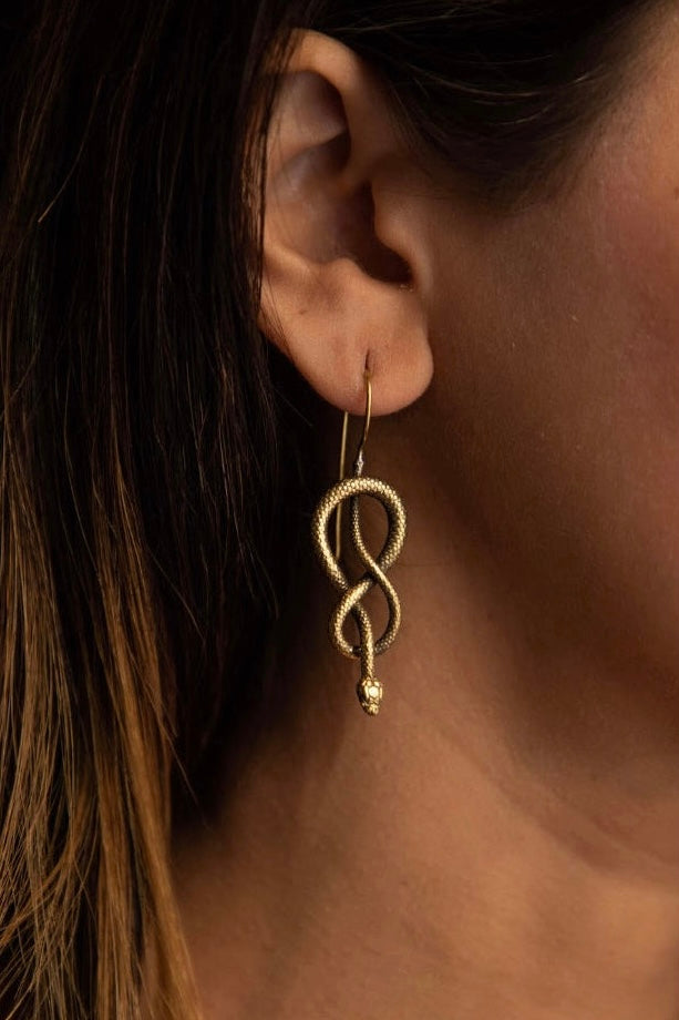 Shiva twister brass earrings