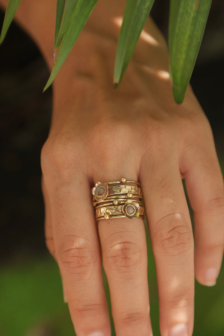 Labradorite stackable brass ring