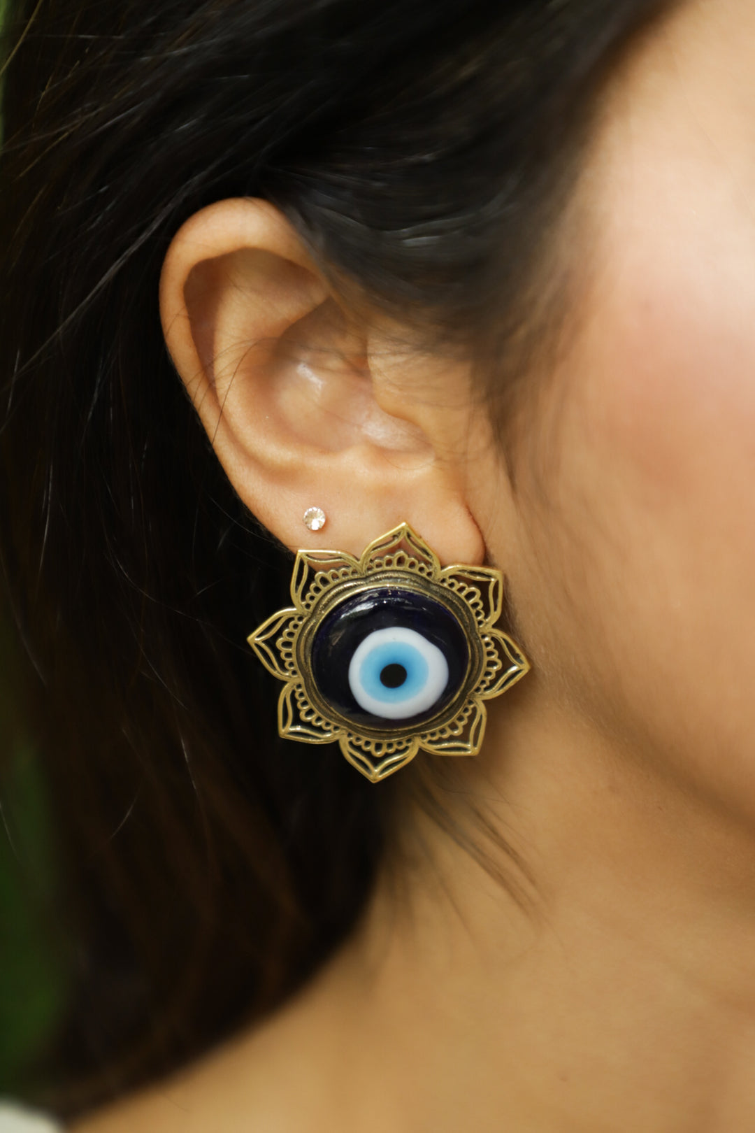 Mandala eye brass earrings
