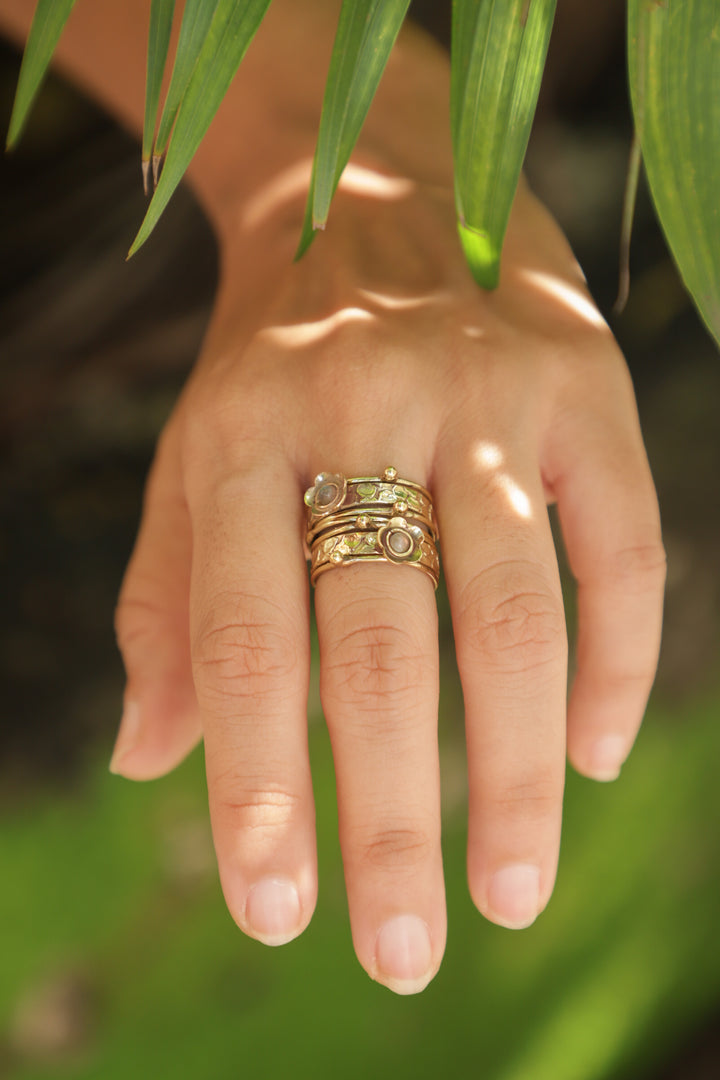 Labradorite stackable brass ring