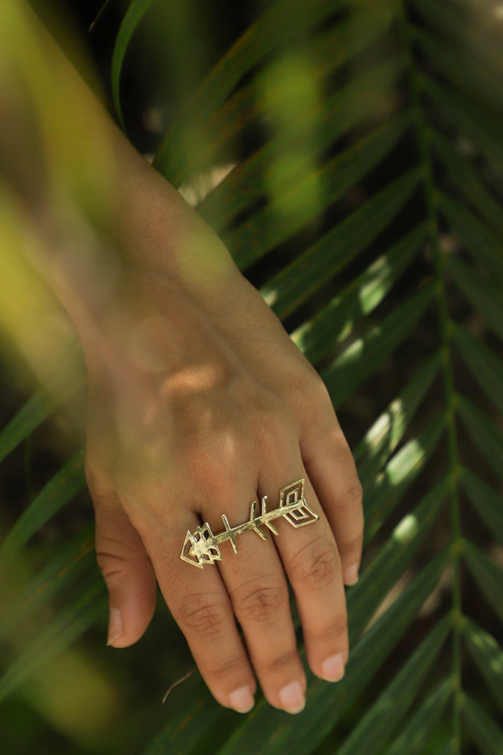 Cupids arrow brass ring. Adjustable. Size 5-8