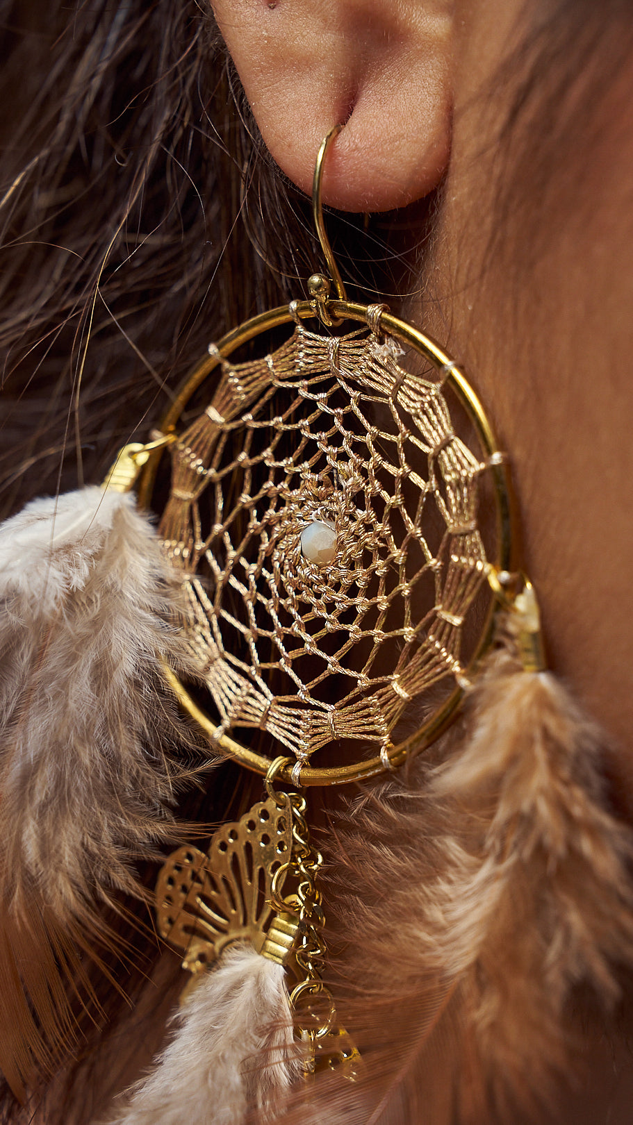 Dreamcatcher earrings- nude