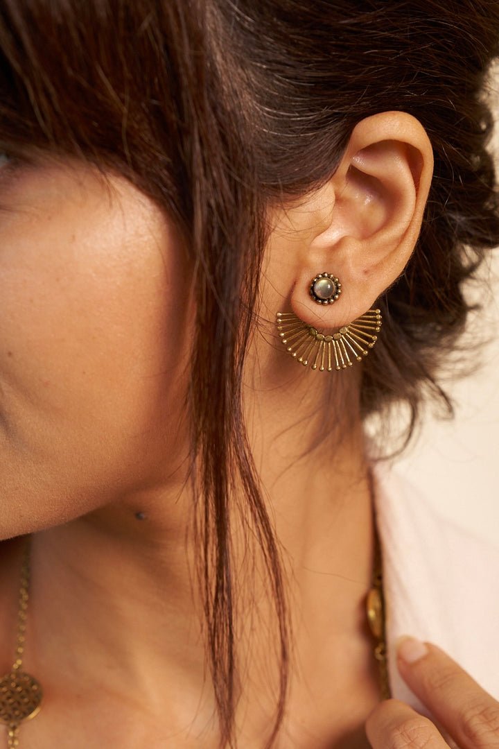 Curls of Labradorite- hide and seek multi style brass studs.