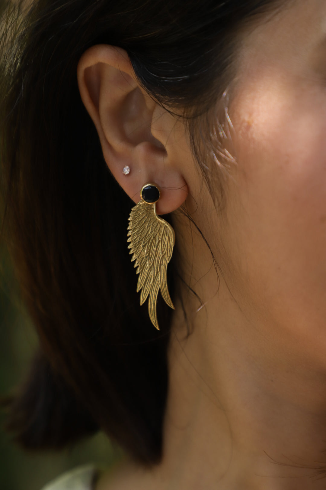 Fairy earrings with detachable crystal brass stud