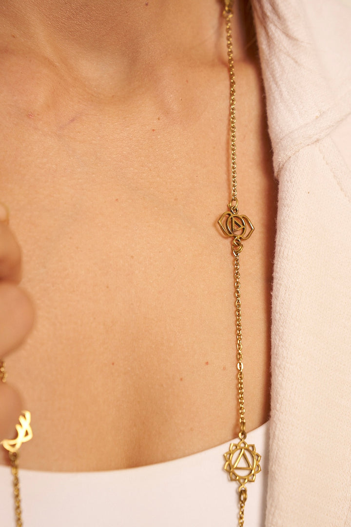 Seven chakra long necklace