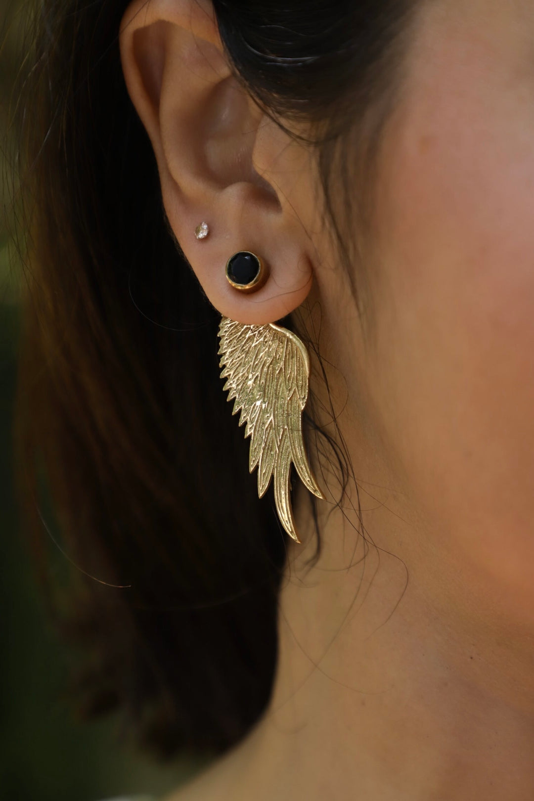 Fairy earrings with detachable crystal brass stud