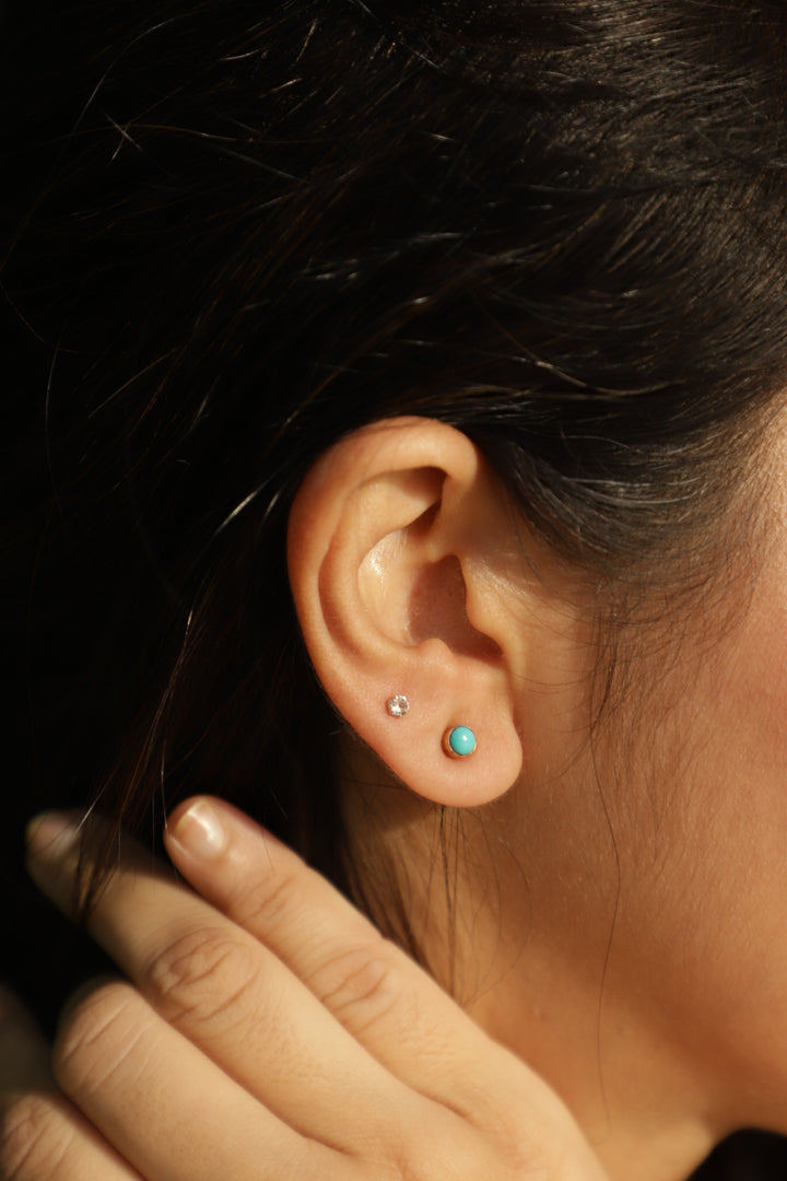 Hide and seek turquoise brass earrings