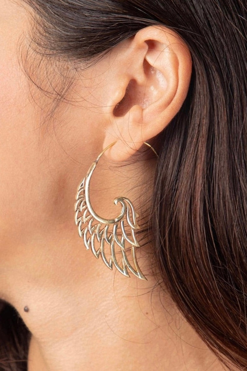Angel wing brass earrings