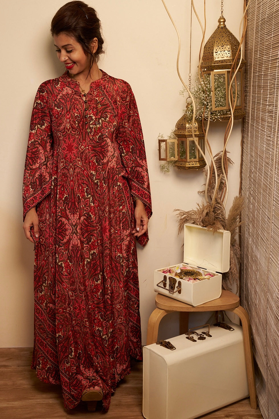 Fara free size swirl dress in Viscose silk