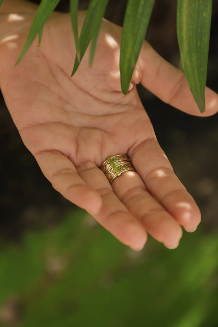 Labradorite stackable brass ring