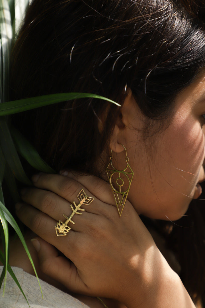 Cupids arrow brass ring. Adjustable. Size 5-8