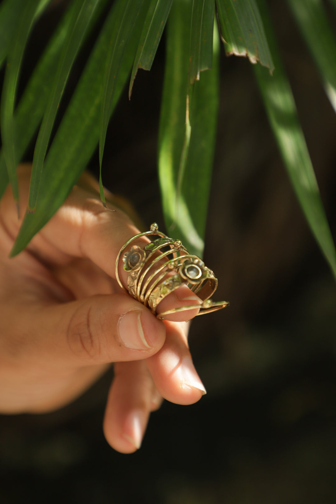Labradorite stackable brass ring
