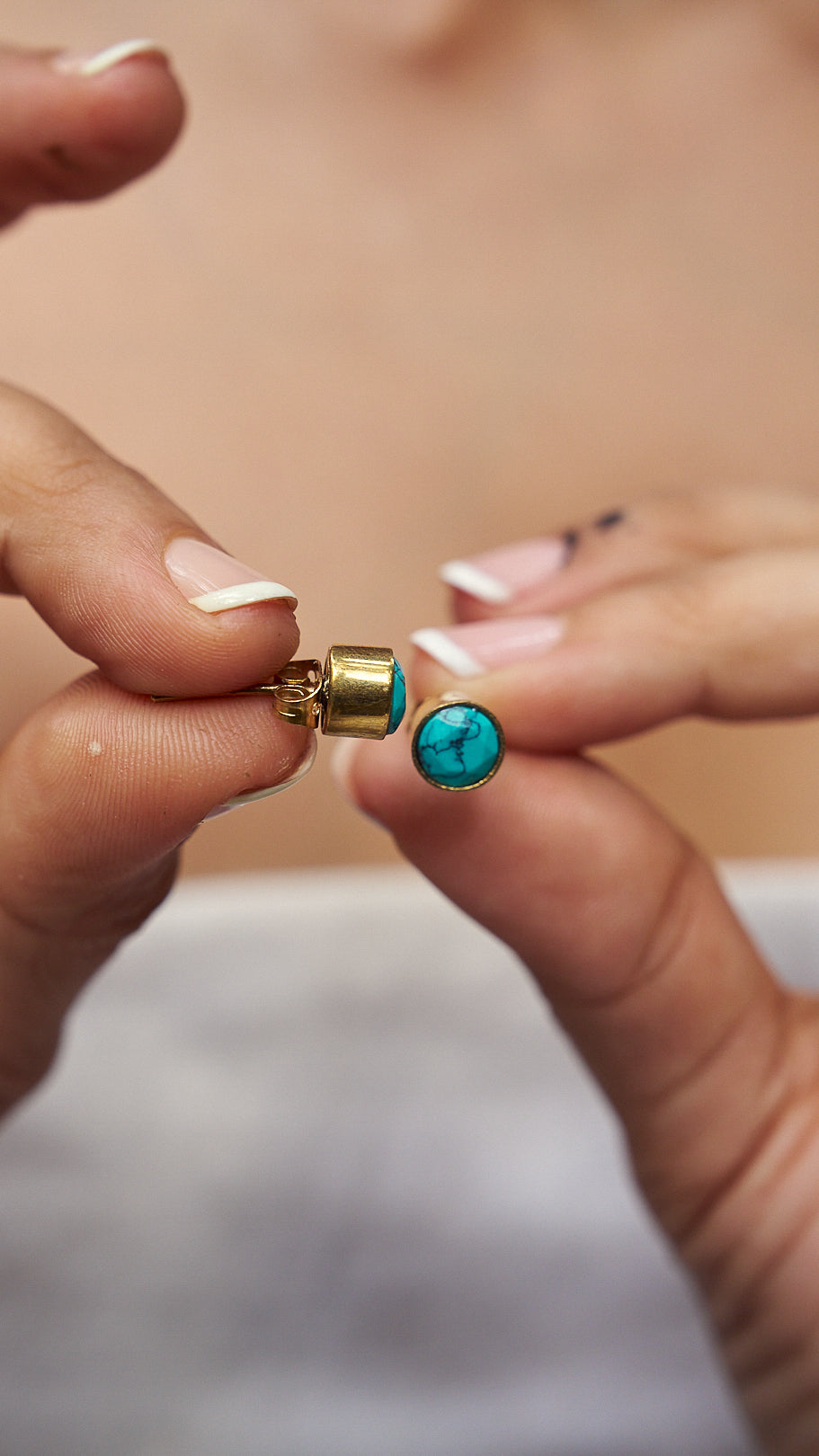 Turquoise brass studs