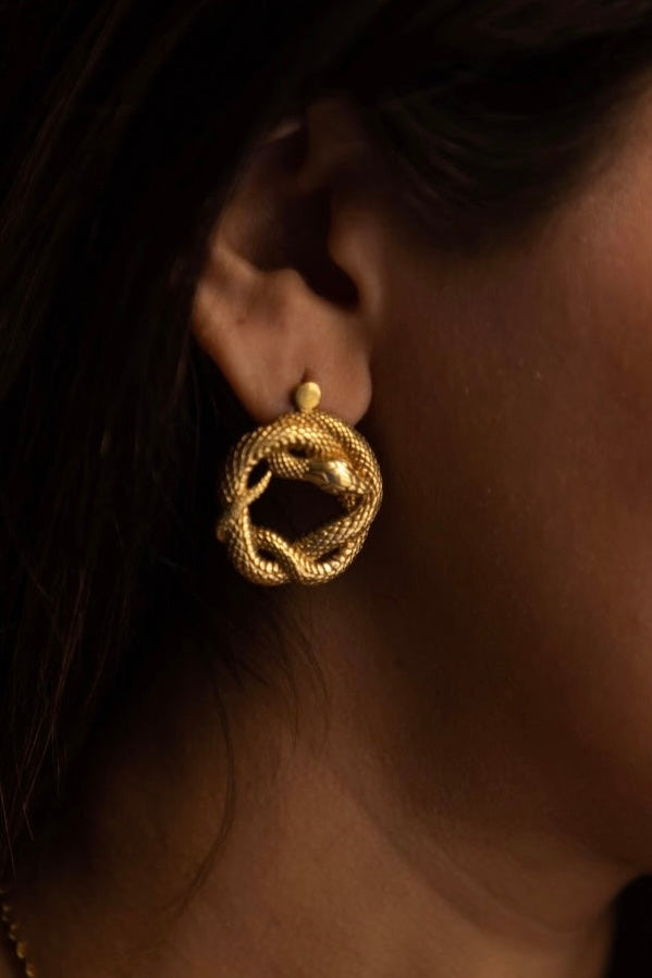 Kundalini coil brass earrings