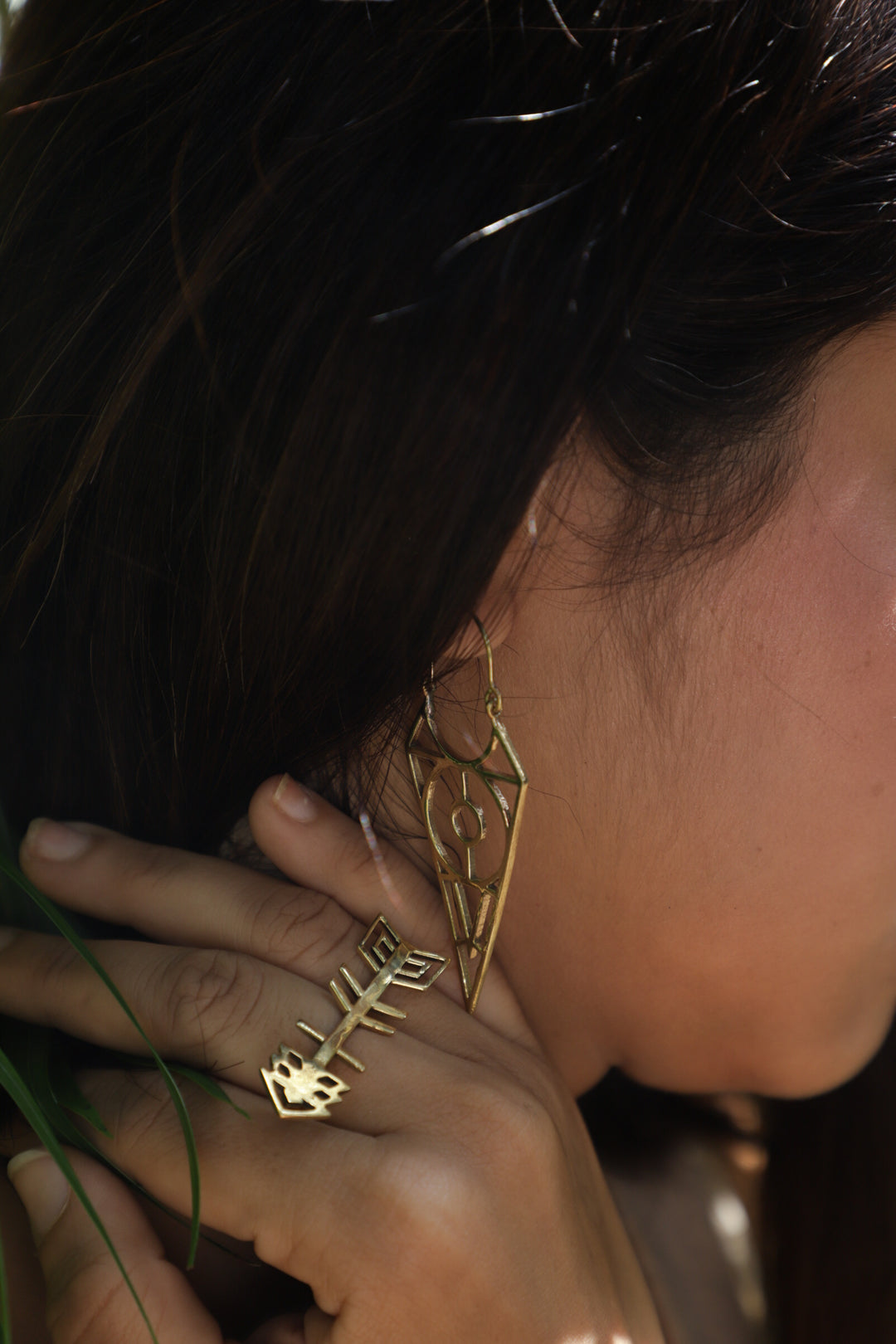 Riso brass earrings
