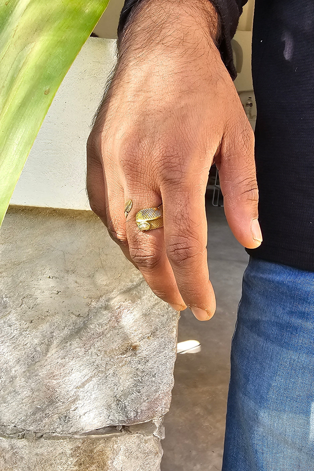 Labradorite feather adjustable ring. 5-8 size