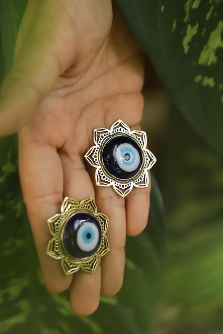 Mandala eye brass earrings