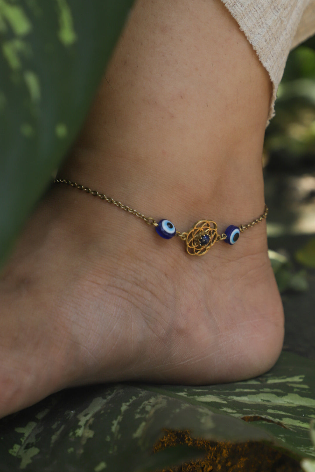 Seed of life anklet with lapis~ blue