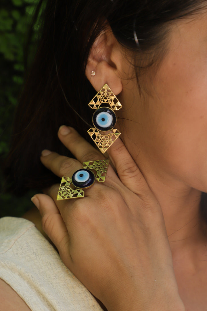 Nazar batu brass ring. Adjustable. Size 5-9