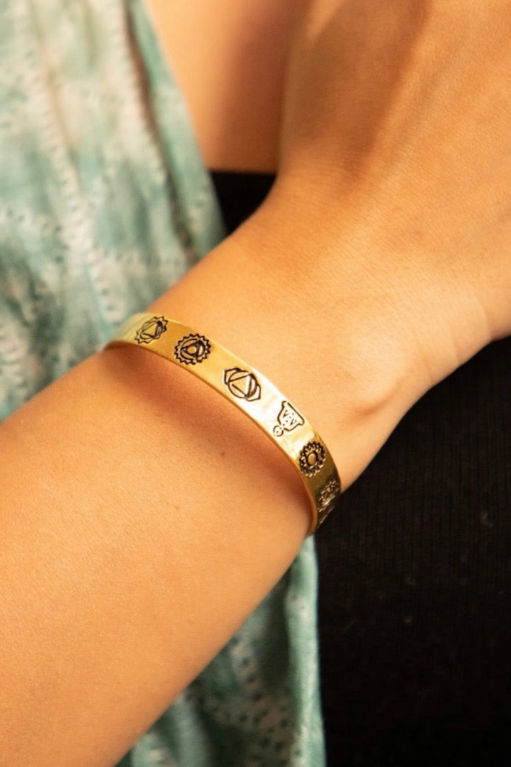 Seven Chakra Brass Bangle