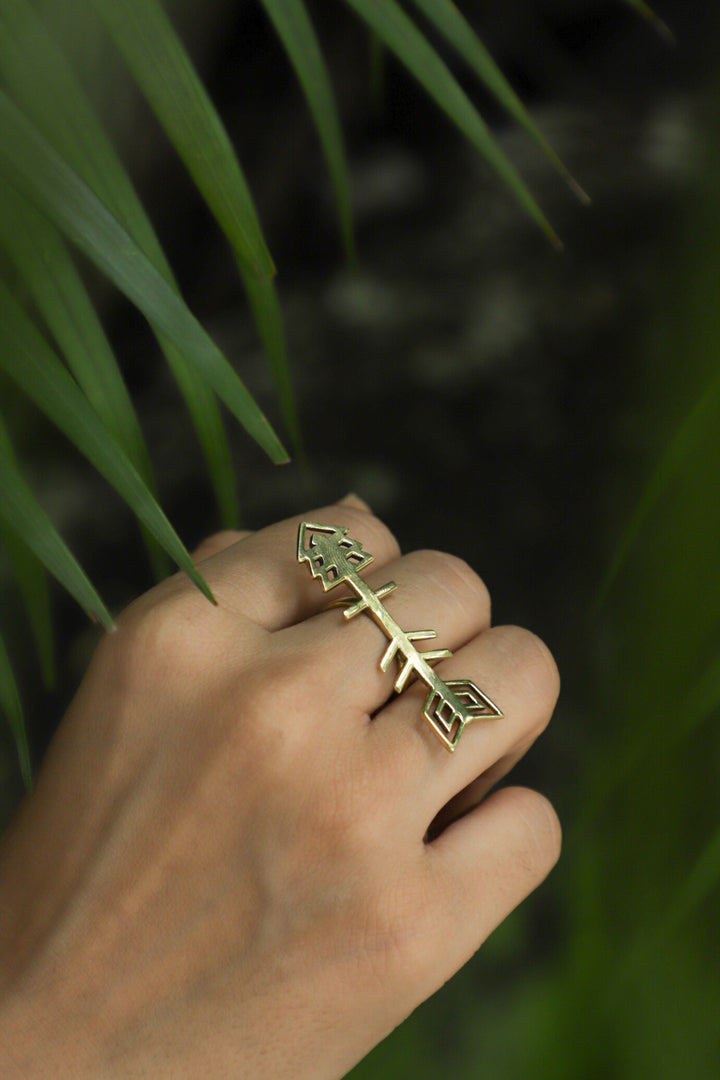 Cupids arrow brass ring. Adjustable. Size 5-8