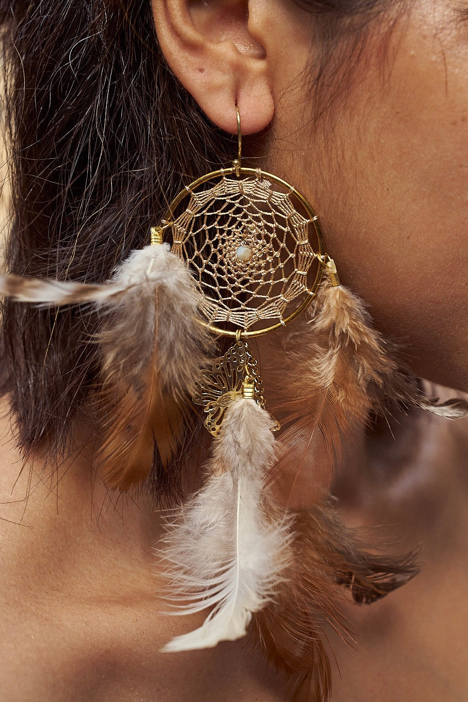 Dreamcatcher earrings- nude
