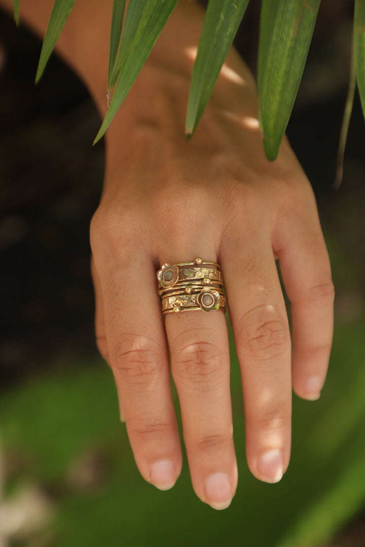 Labradorite stackable brass ring