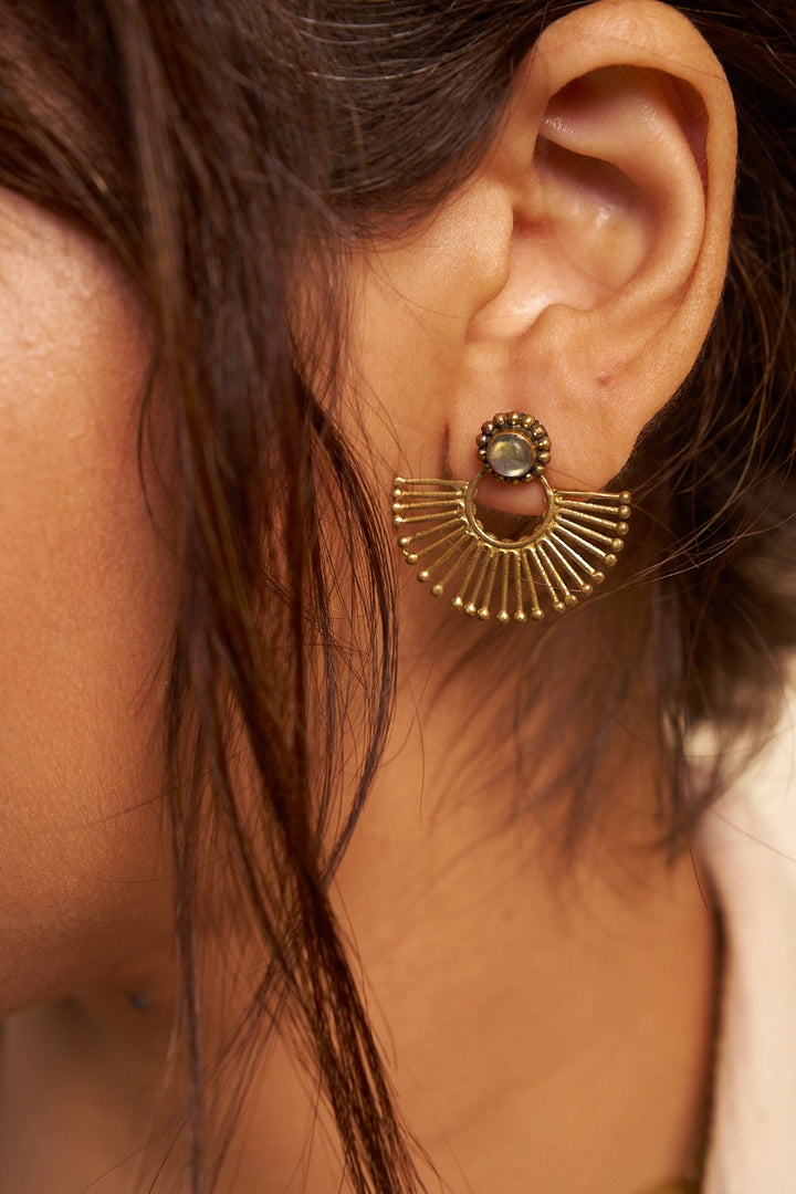 Curls of Labradorite- hide and seek multi style brass studs.