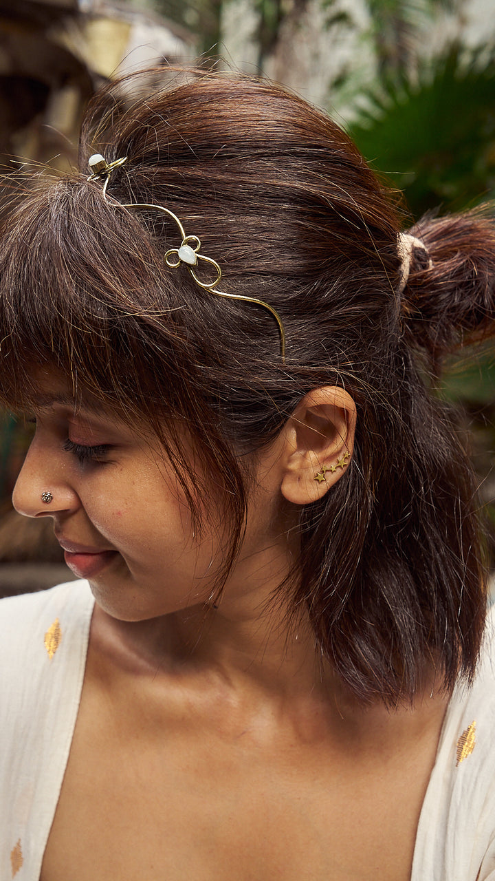 Moonstone hair band cum neckalce