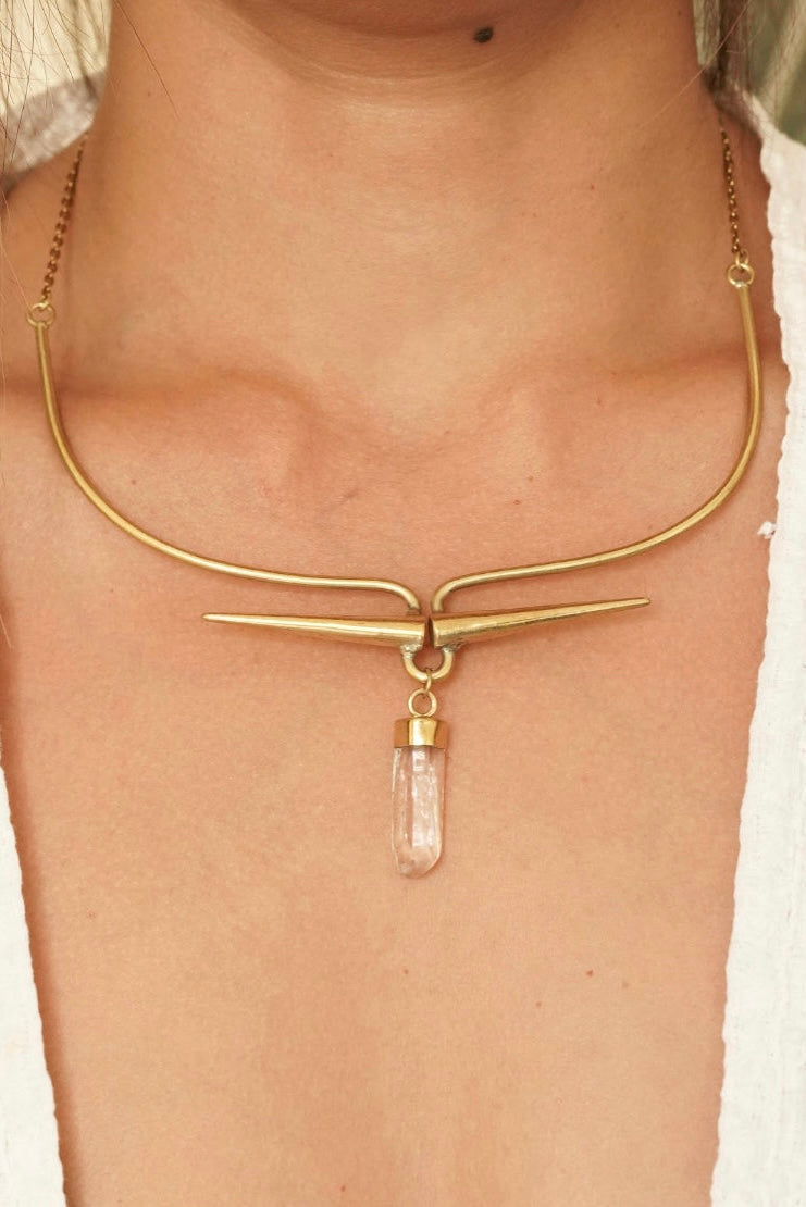 Crystal sui dhaga + crystal hasli necklace combo (2)