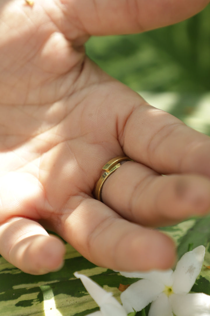 Taveez moonstone brass ring. Adjustable. 5-9