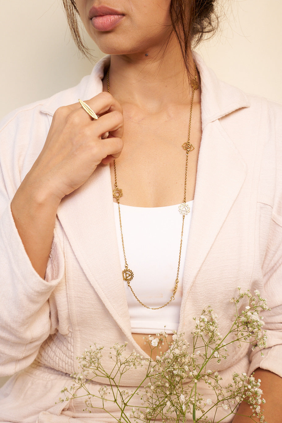 Seven chakra long necklace