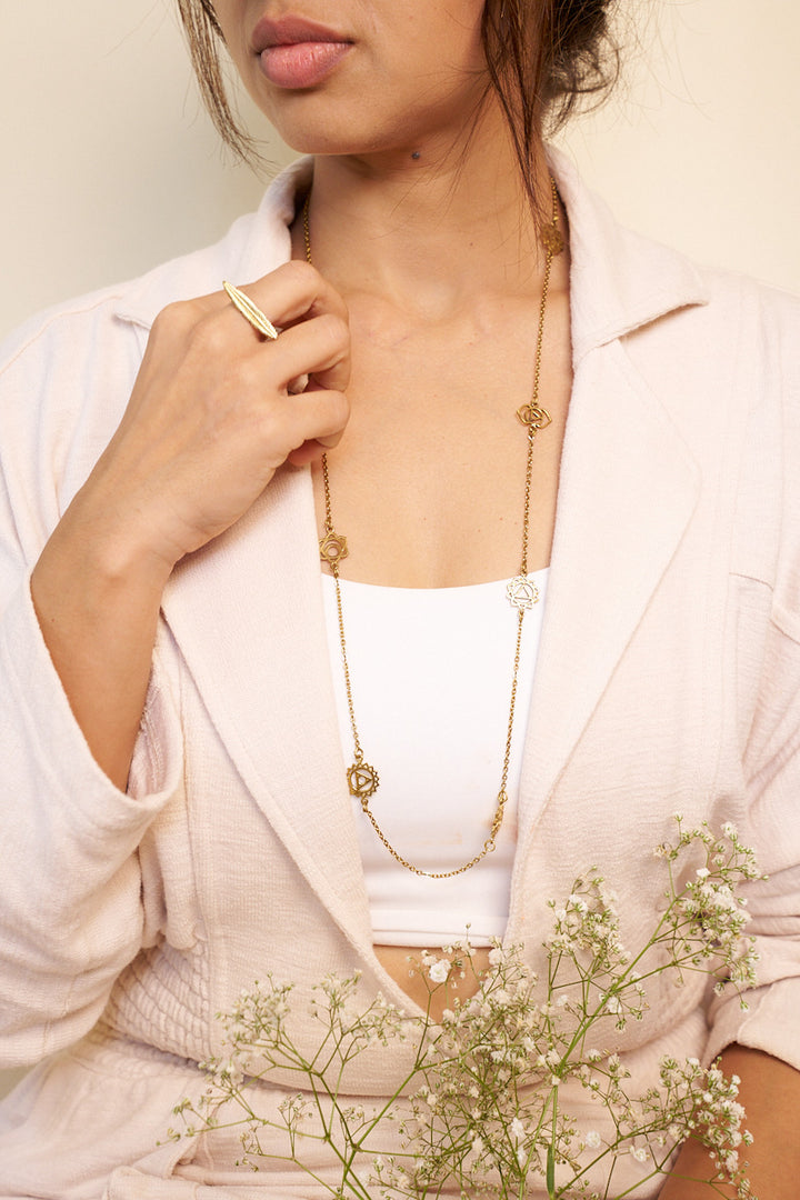 Seven chakra long necklace