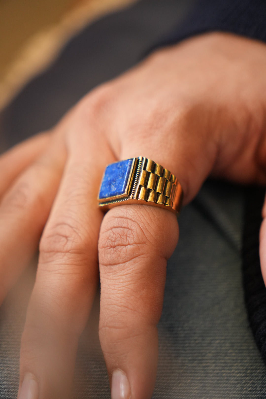 Lapis watch style ring. Adjustable Size 7