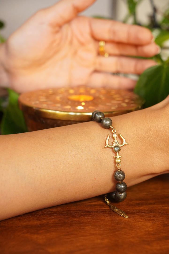 Raw Pyrite trishul healing bracelet