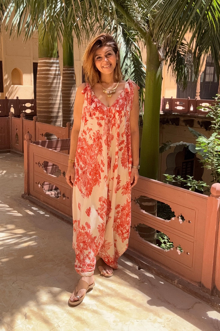 Saffron revere fre size jumpsuit in Viscose silk.
