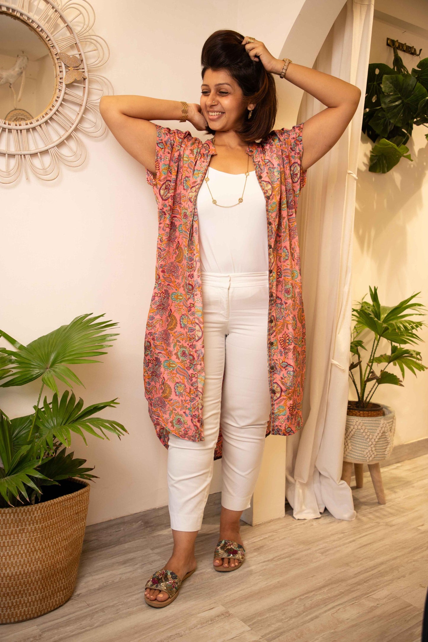 Blush pink free size shirt dress