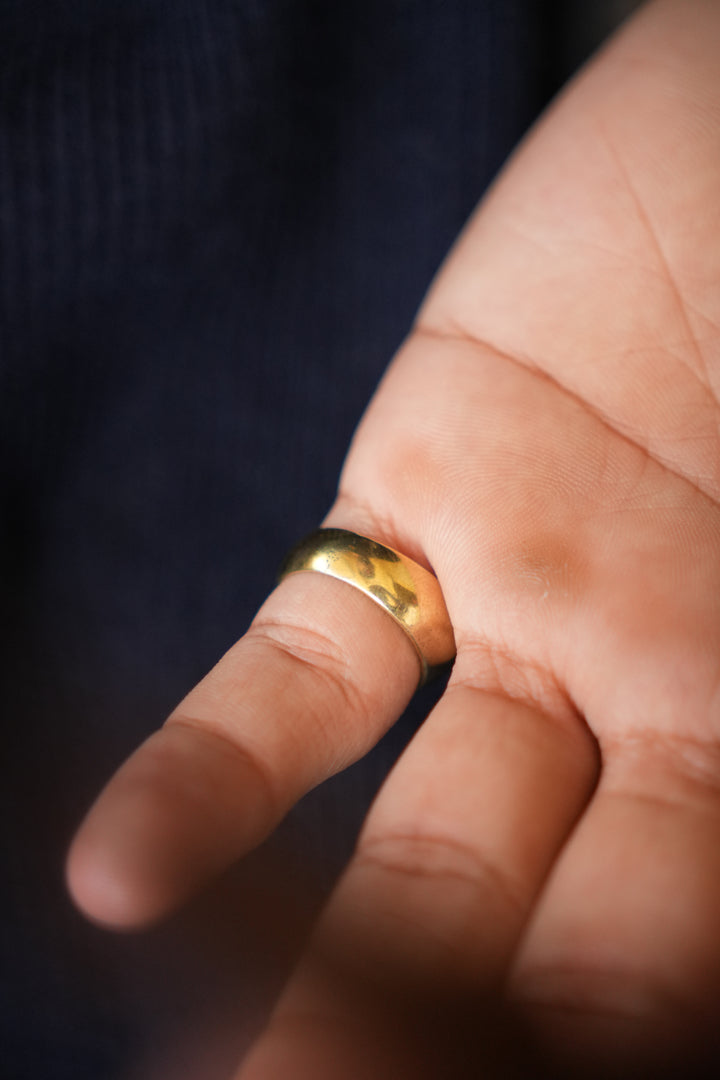 Classic gemstone band. Non-adjustable. Size 6