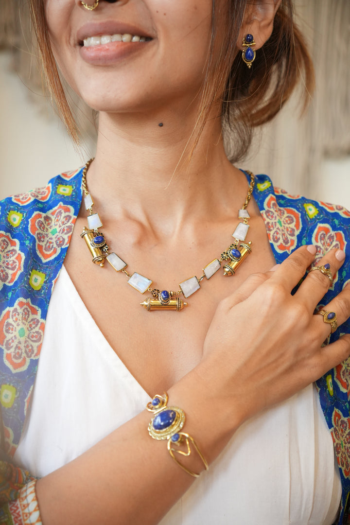 Taveez lapis and moonstone necklace- Pre order
