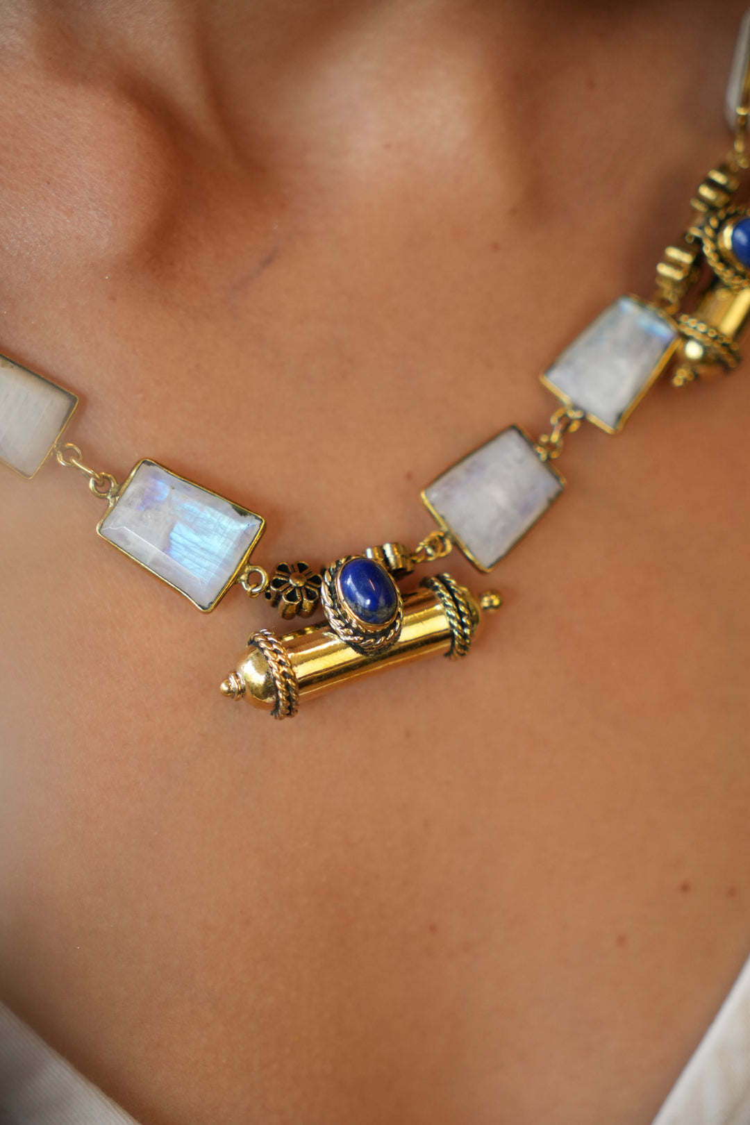 Taveez lapis and moonstone necklace- Pre order