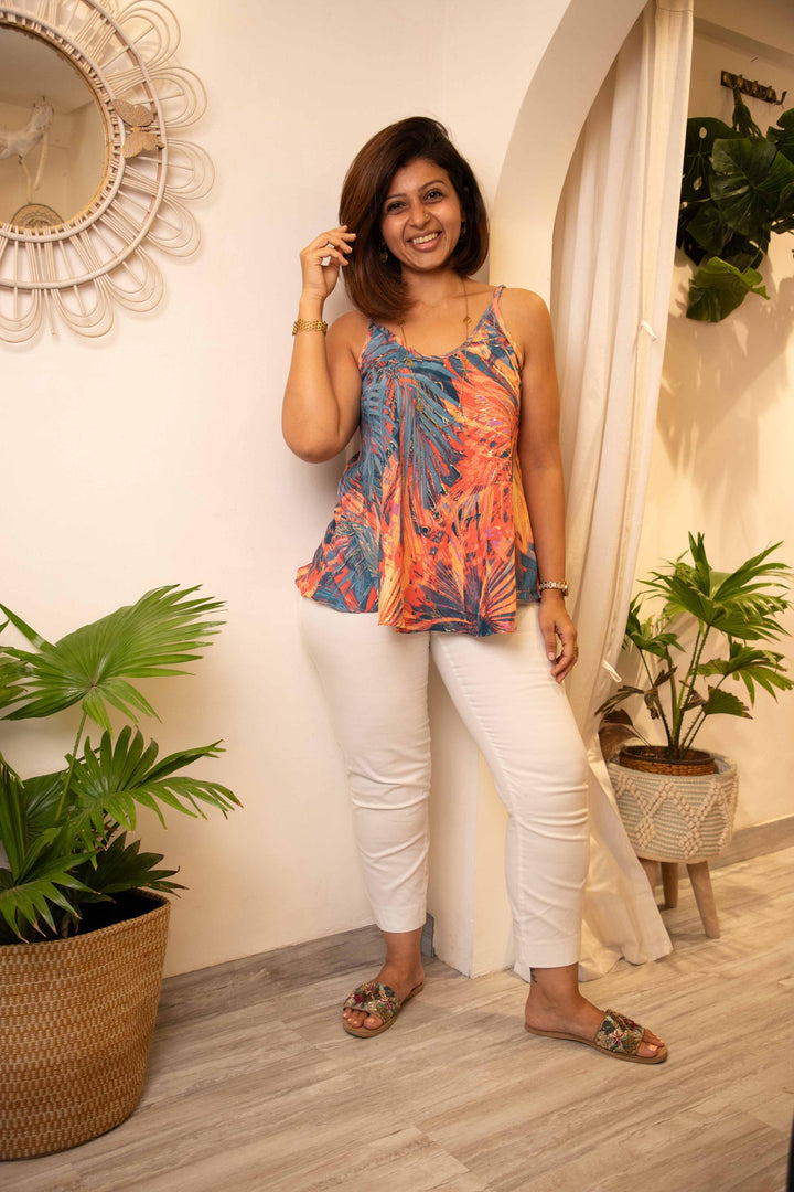 Fero strappy top in Viscose silk