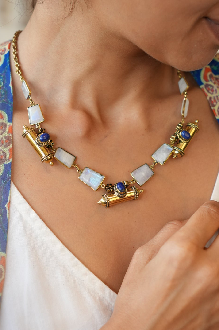 Taveez lapis and moonstone necklace- Pre order