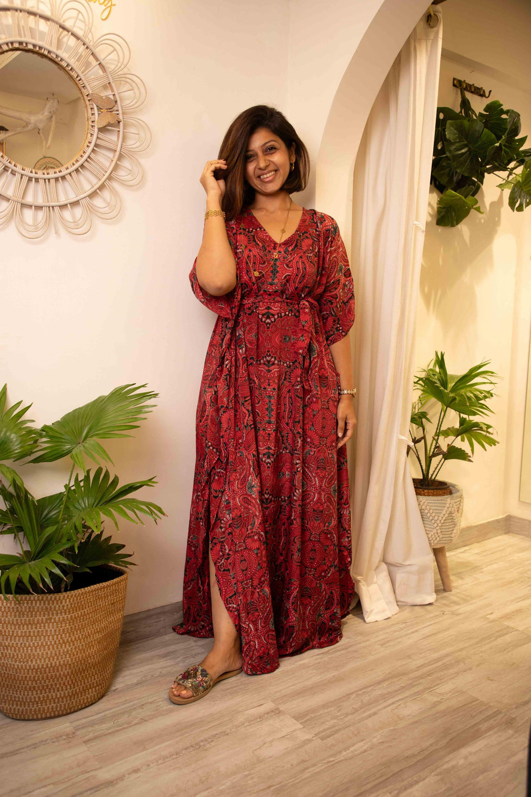 Simona - free size kaftan dress in Viscose silk