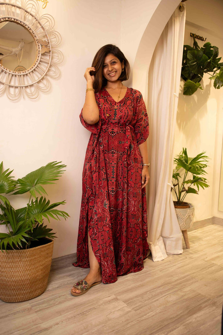 Simona - free size kaftan dress in Viscose silk